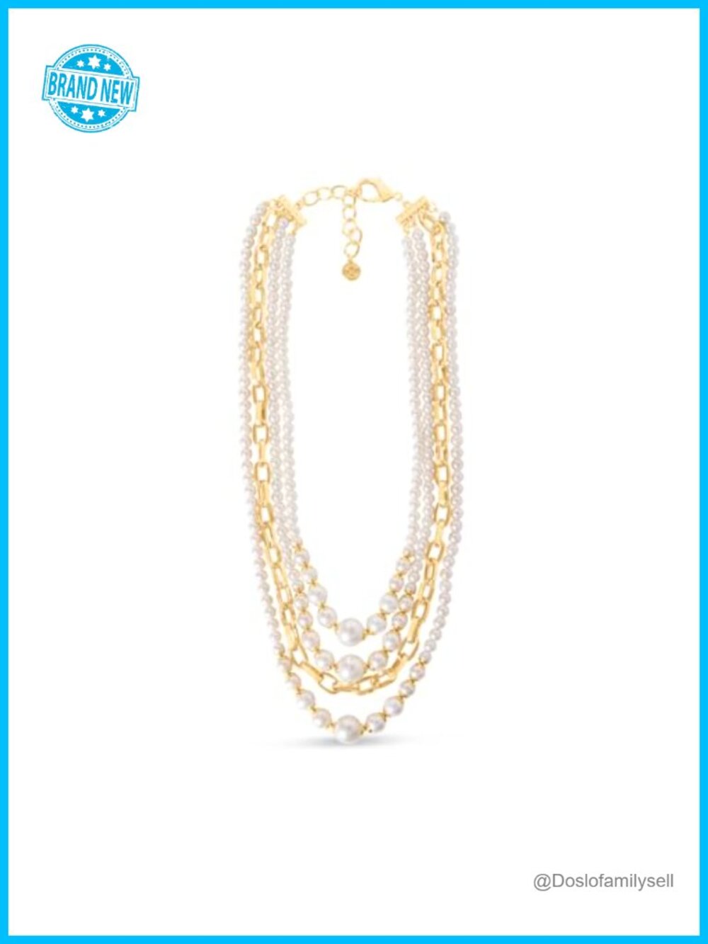 Martha Stewart Four Strand Pearl and Chain Necklace In Gold, Long, For Women